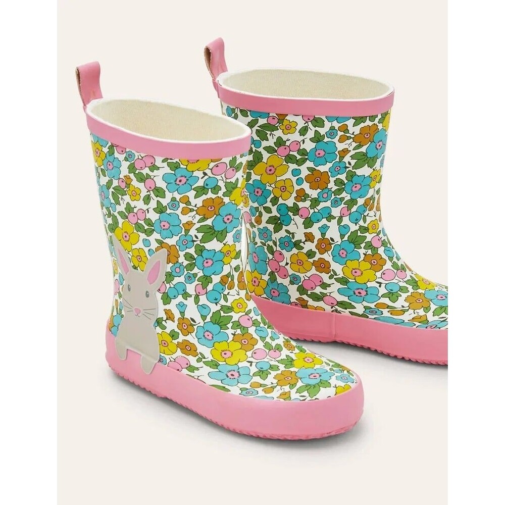 Mini Boden Toddler Floral Bunny Rain Boots, Size 23 (UK) (7T in US)